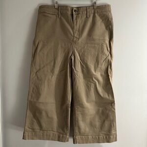 Madewell Emmett Wide Leg Crop Pants Women 35 Khaki Tan High Rise Canvas Utility